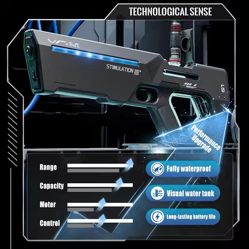 Electric water gun with powerful spray